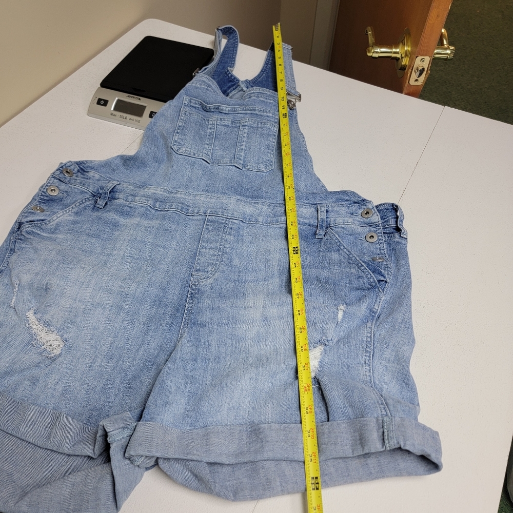 Torrid Shortall Vintage Stretch Light Wash Sz 22 Distressed Cuffed Denim Jumper - Picture 10 of 14